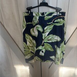 Ann Taylor Palm Leaf Button-Front Skirt
